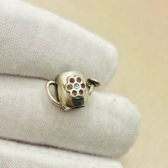 EUC Pandora 791090EN43 Sterling Silver My Garden Watering Can w/ Enamel Flower - Picture 3 of 8